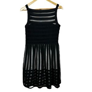 Cynthia Steffe Dress Size 10 Black Mesh Sheer Stripe Cocktail Formal $305 NWT